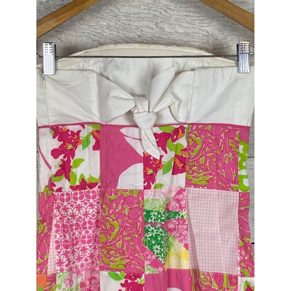 Vintage 70/80's Lilly Pulitzer Strapless Dress 0 Franco Patch Quilt… - Picture 5 of 11